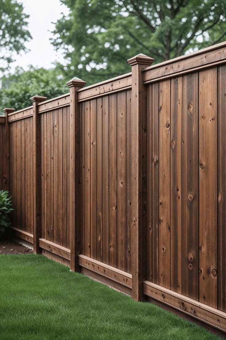 Wood residential fence